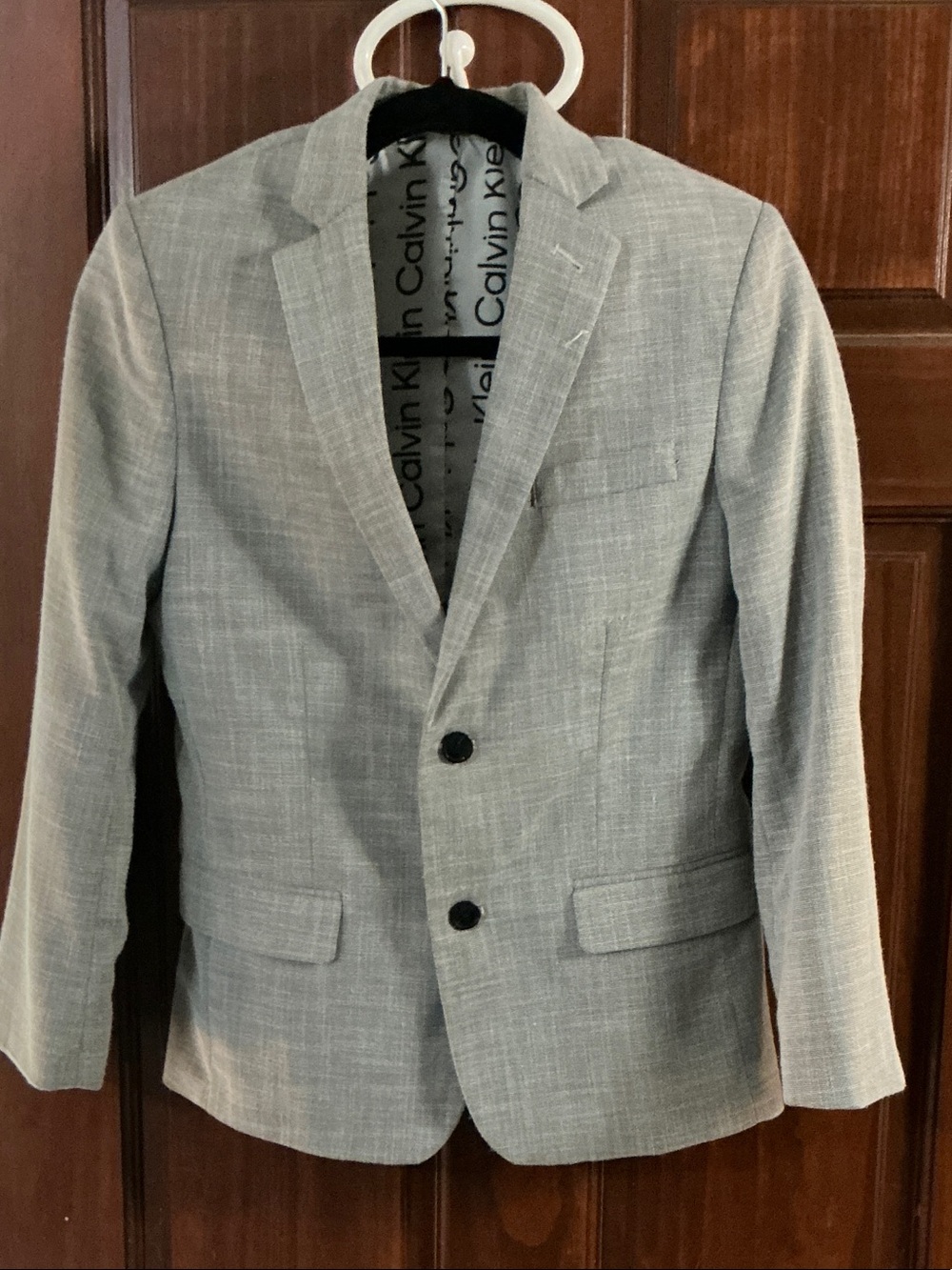 Calvin Klein Light Gray Boys Two-Button Sport Coat